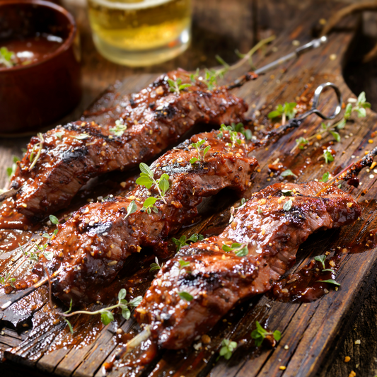 Grilled Steak Skewers (with rice and zucchini)