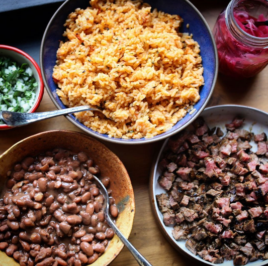 Carne Asada Taco Bowl (with rice and pinto beans)